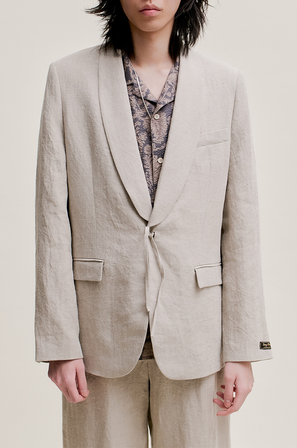 A KIND OF GUISE Shinji single-breasted linen blazer Men BEIGE 2