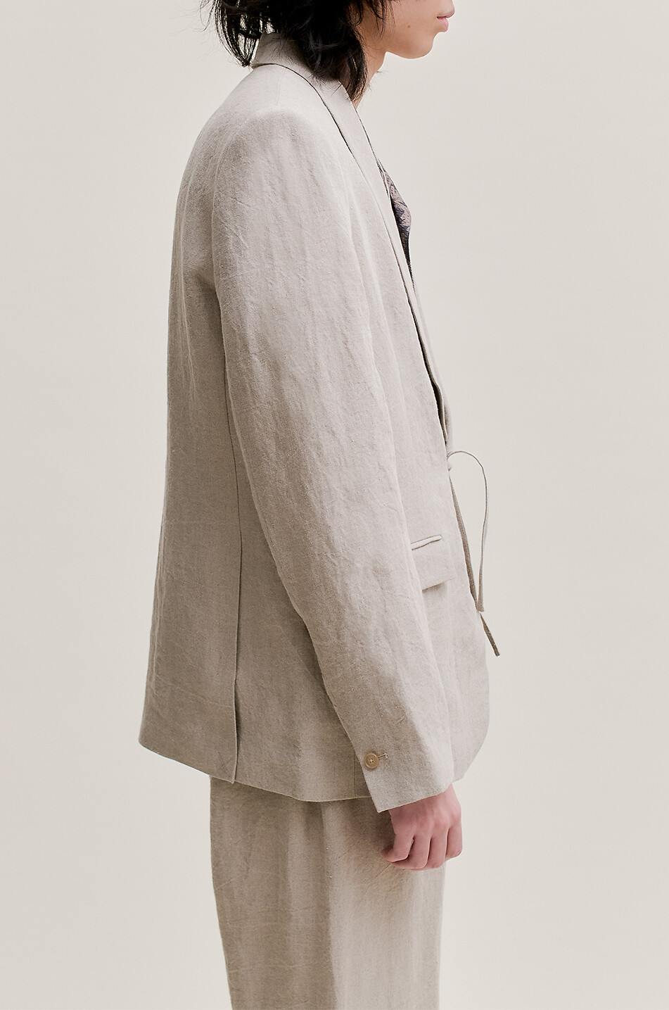 A KIND OF GUISE Shinji single-breasted linen blazer Men BEIGE 3
