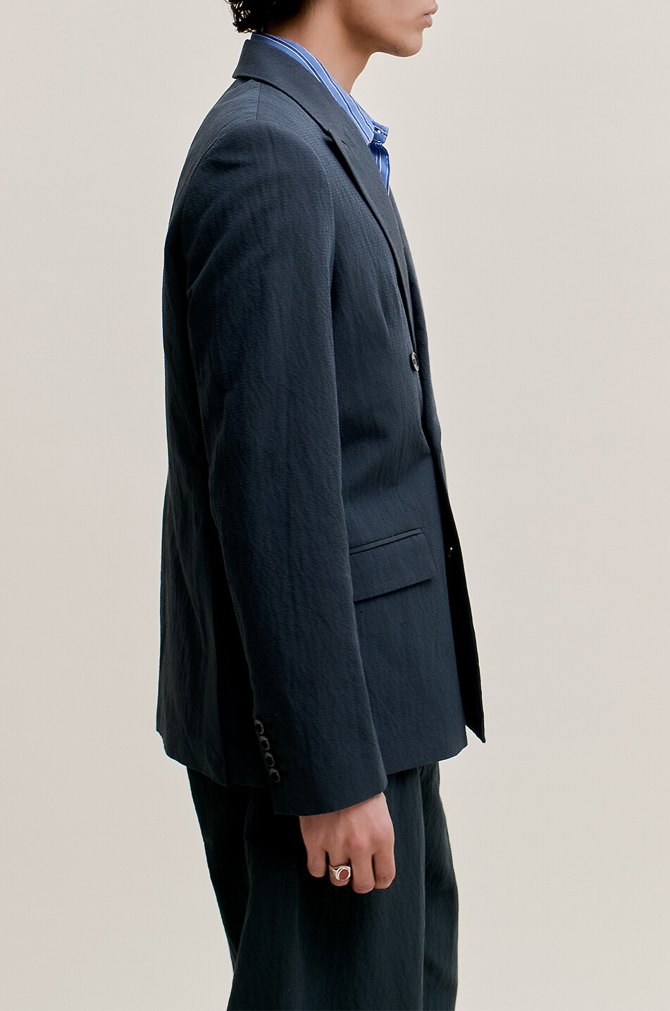 A KIND OF GUISE Blazer aus Baumwolle und Leinen Double-Breasted Peak Herren DUNKELBLAU 4