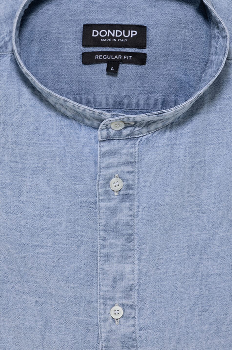 DONDUP Lightweight denim faded shirt with band collar Men BLUE 2