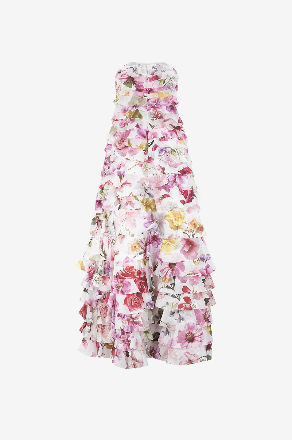 AJE Robe bustier longue à volants en organza Fleur Femme MULTICOLORE 2