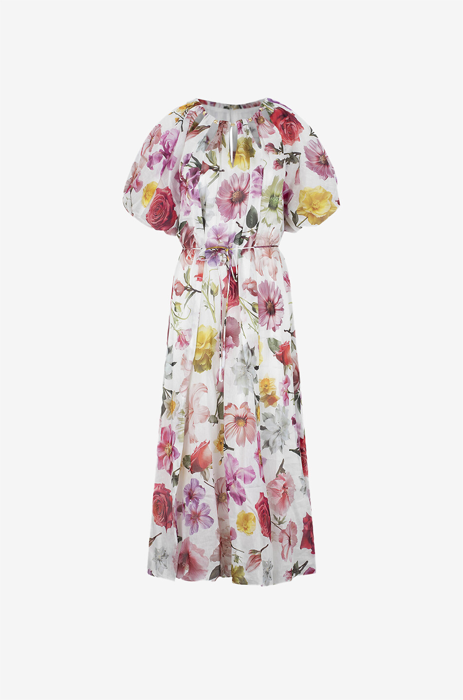 Geblümtes Midi-Organzakleid Fleur