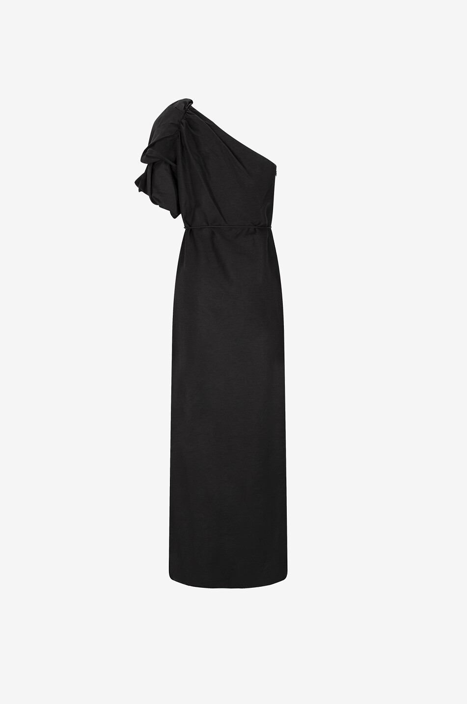 AJE Cira one-shoulder asymmetric linen blend dress Women BLACK 2