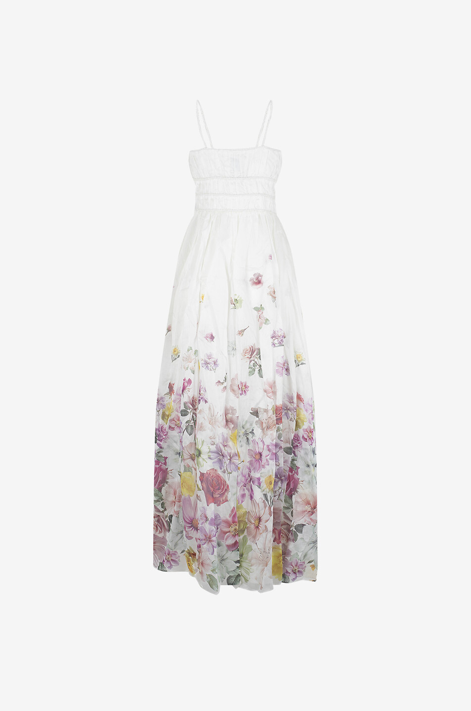 Fleur floral strappy maxi organza dress
