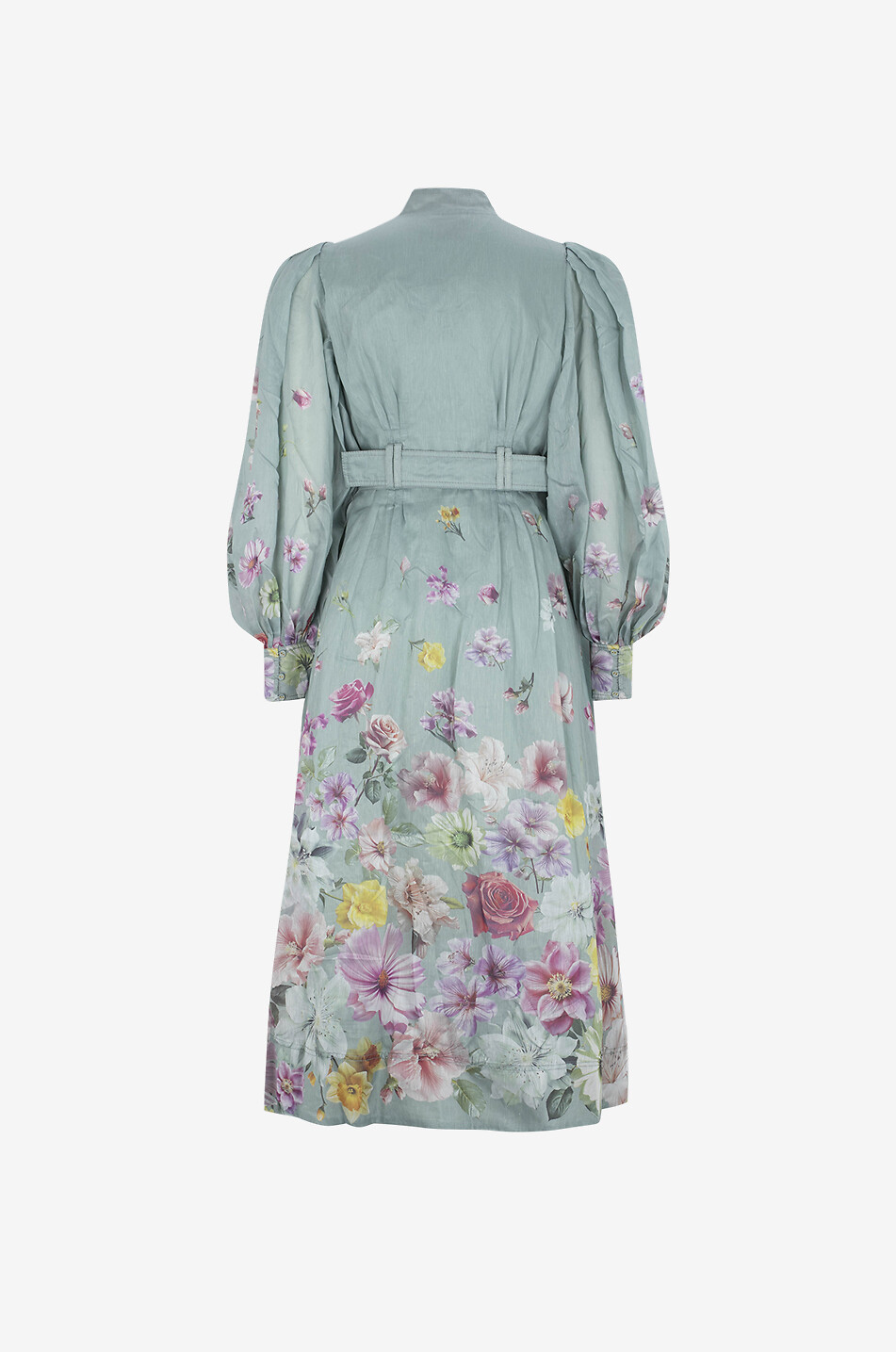 AJE Robe chemise midi en organza fleuri Fleur Femme VERT 2