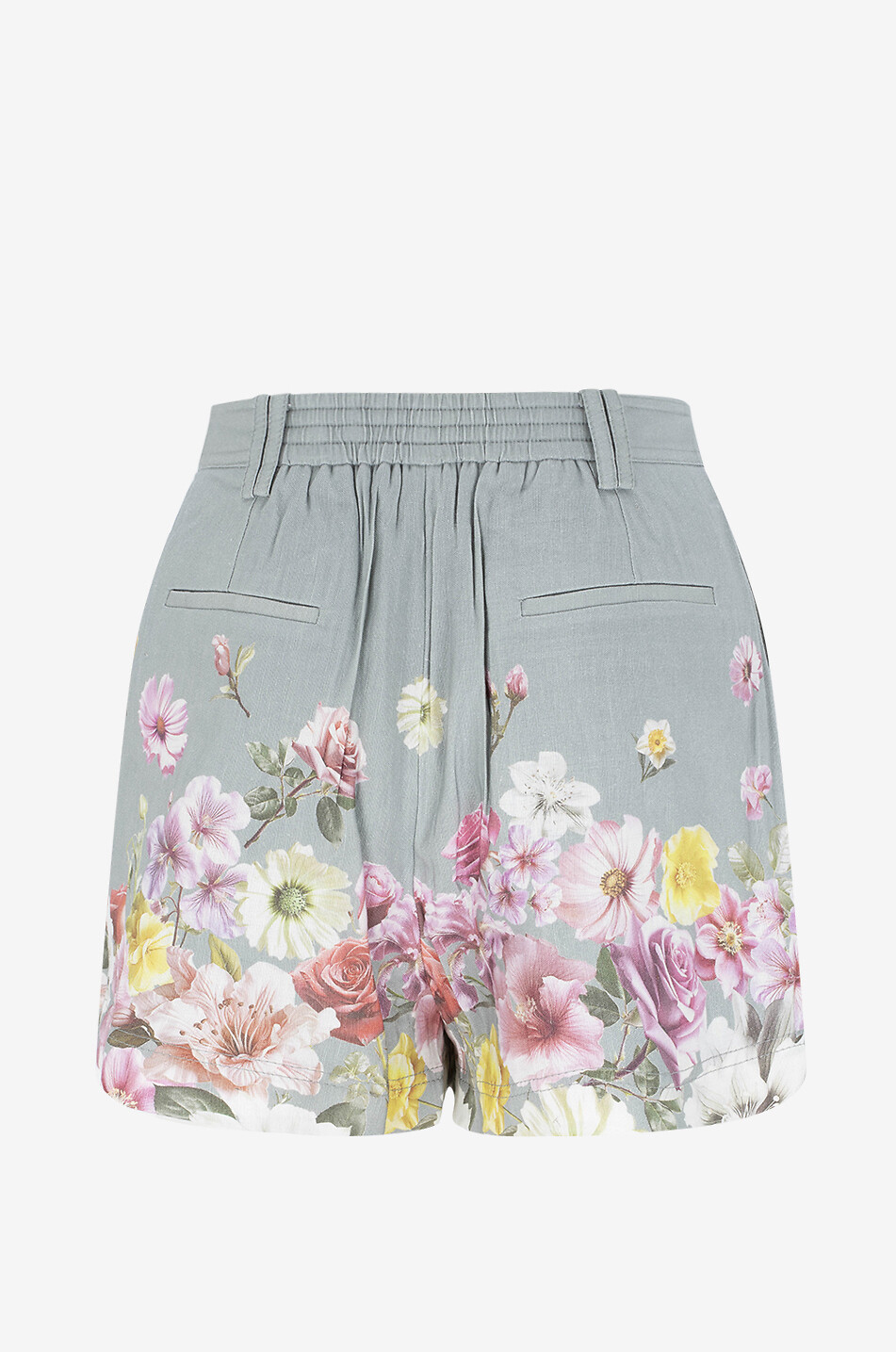 AJE Short à pinces en lin mélangé fleuri Romantica Femme VERT 2