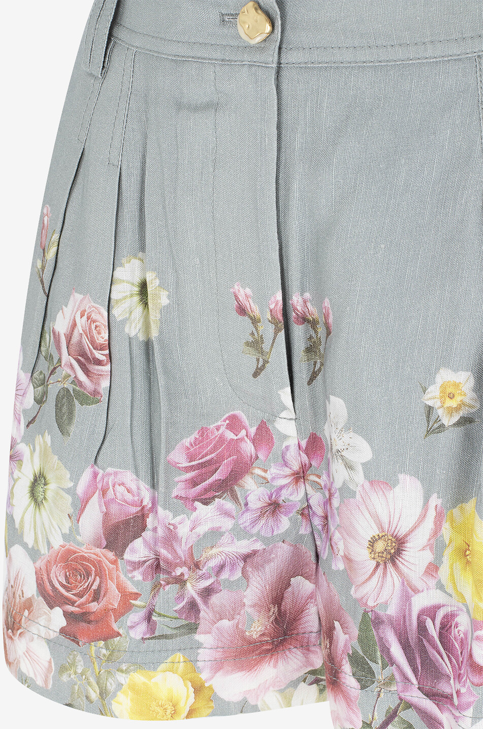 AJE Short à pinces en lin mélangé fleuri Romantica Femme VERT 3