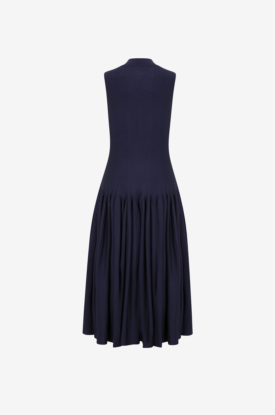 ALAÏA Robe midi sans manches à godets en maille Femme BLEU FONCE 2