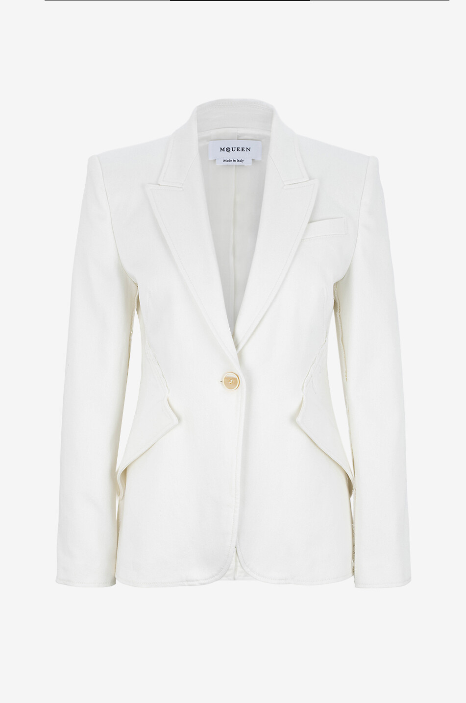 ALEXANDER McQUEEN Taillierter einreihiger Denimblazer Damen WEISS 1