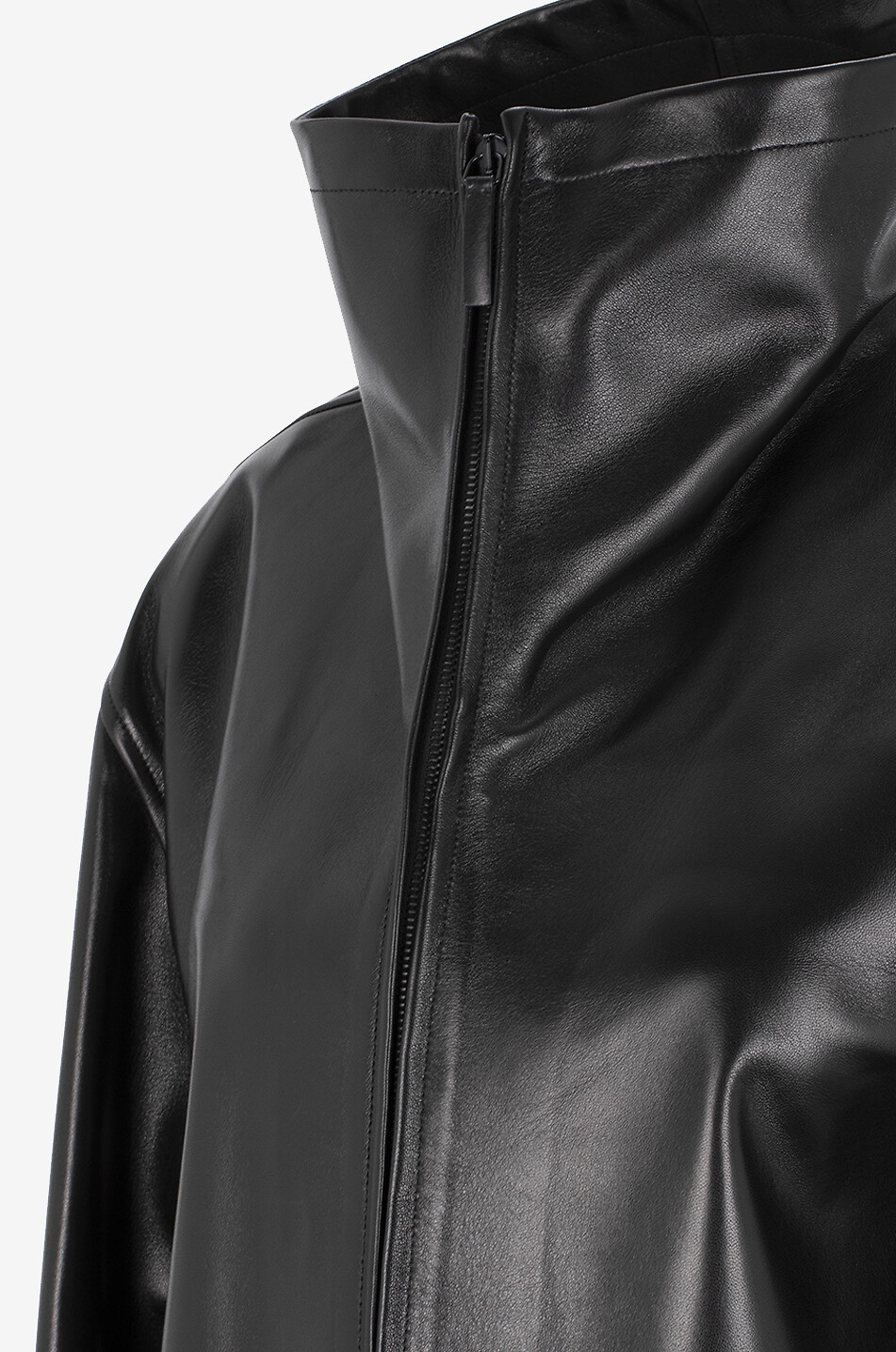 PHOEBE PHILO Veste en cuir nappa Funnel Femme NOIR 3