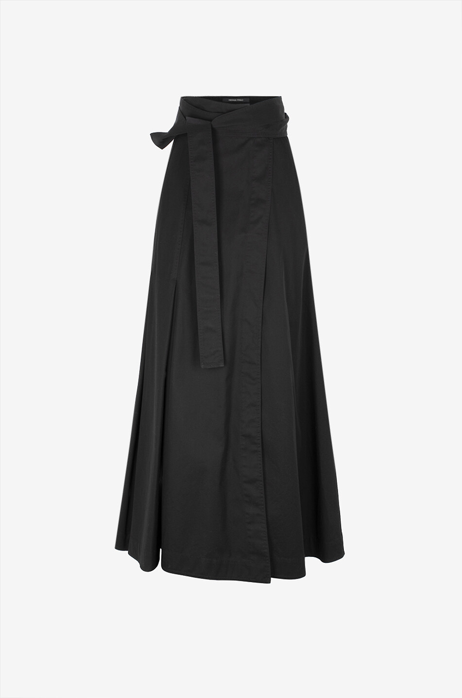 Long cotton twill wrap skirt