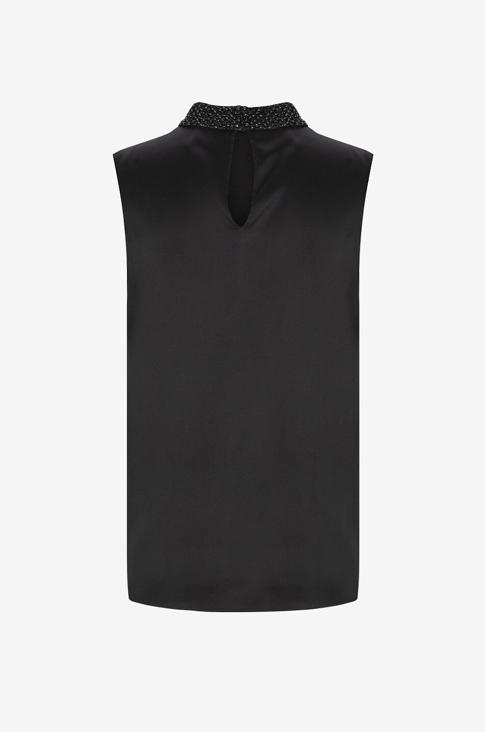 TOM FORD Satin sleeveless top with bejewelled stand-up collar Women BLACK 2