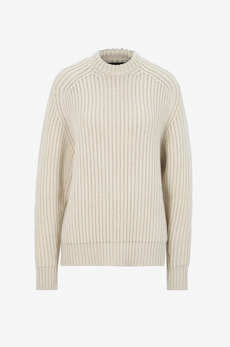 PHOEBE PHILO Pull côtelé épais à col rond en cachemire Femme BLANC CASSE 1