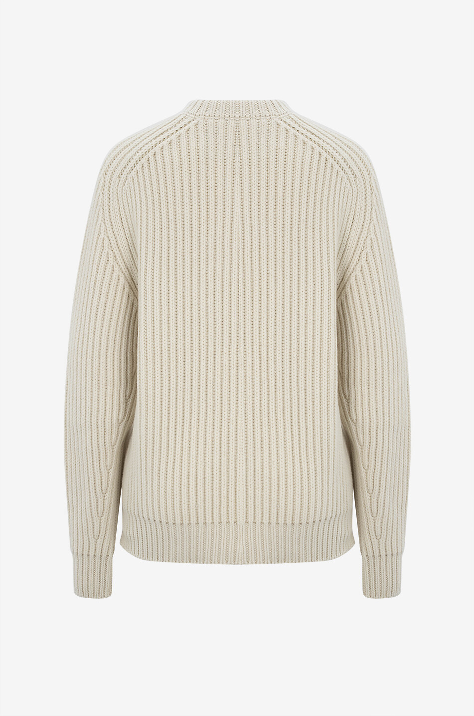 PHOEBE PHILO Pull côtelé épais à col rond en cachemire Femme BLANC CASSE 2