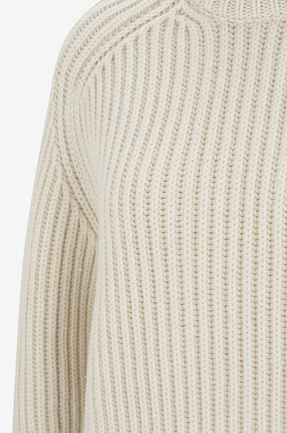 PHOEBE PHILO Pull côtelé épais à col rond en cachemire Femme BLANC CASSE 3