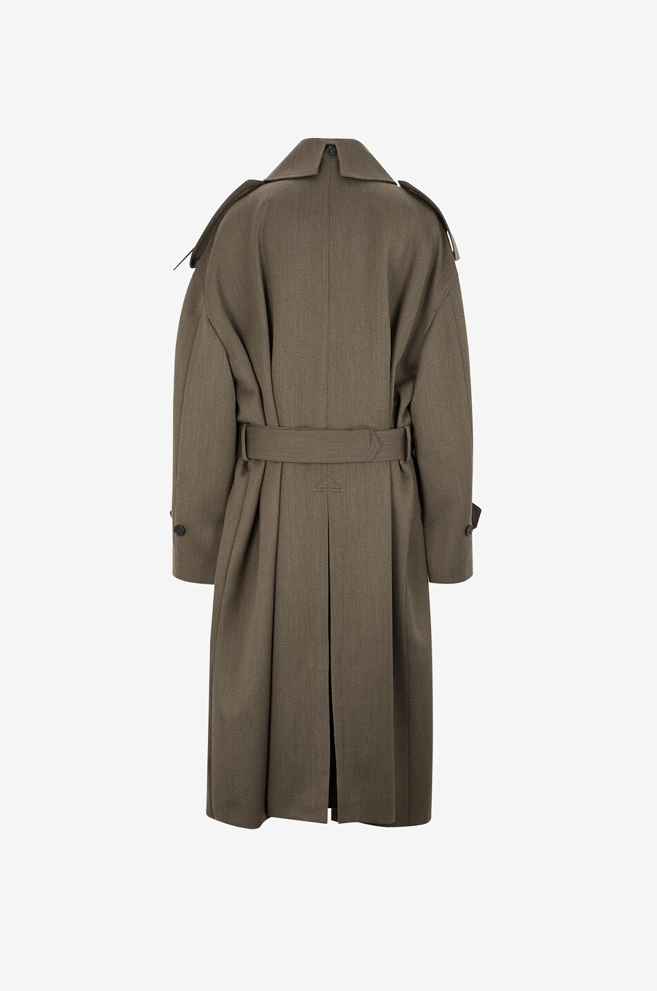PHOEBE PHILO Mottled wool trench coat with removable scarf Women KHAKI 2