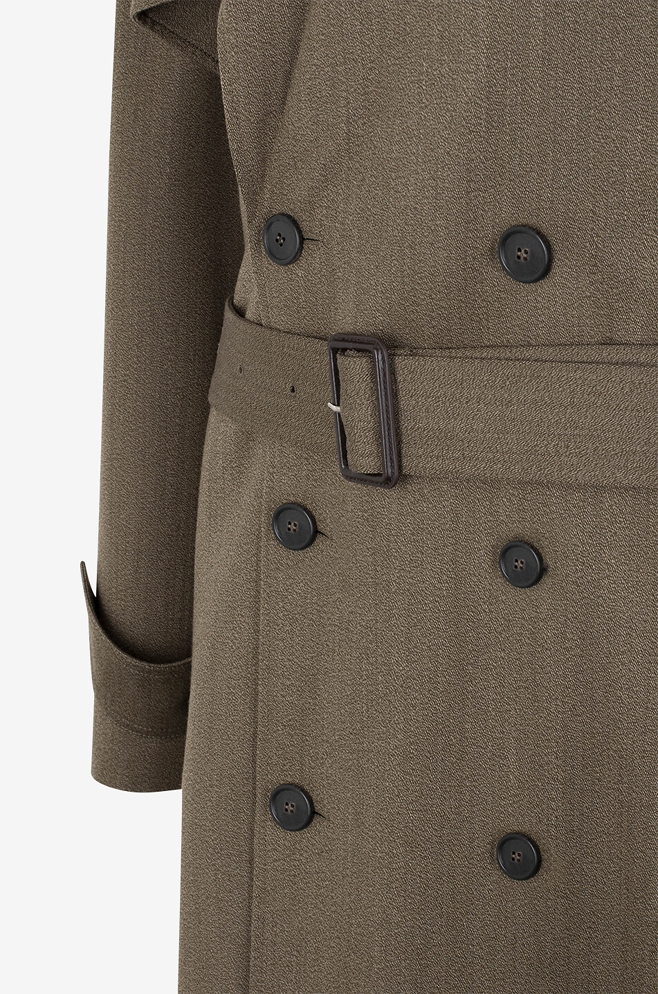 PHOEBE PHILO Mottled wool trench coat with removable scarf Women KHAKI 3