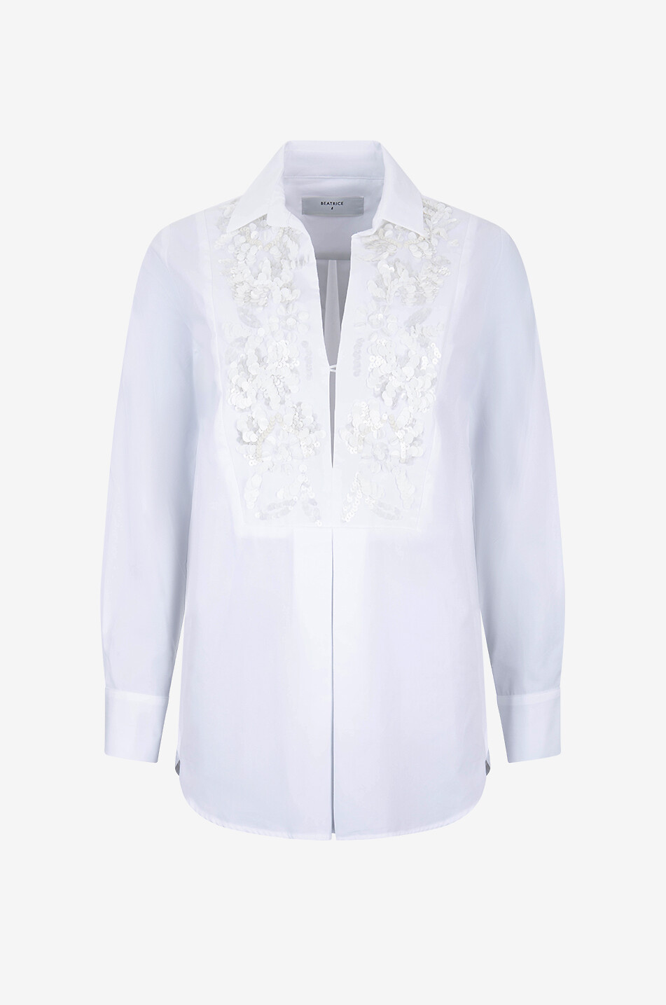 Sequin bib poplin shirt