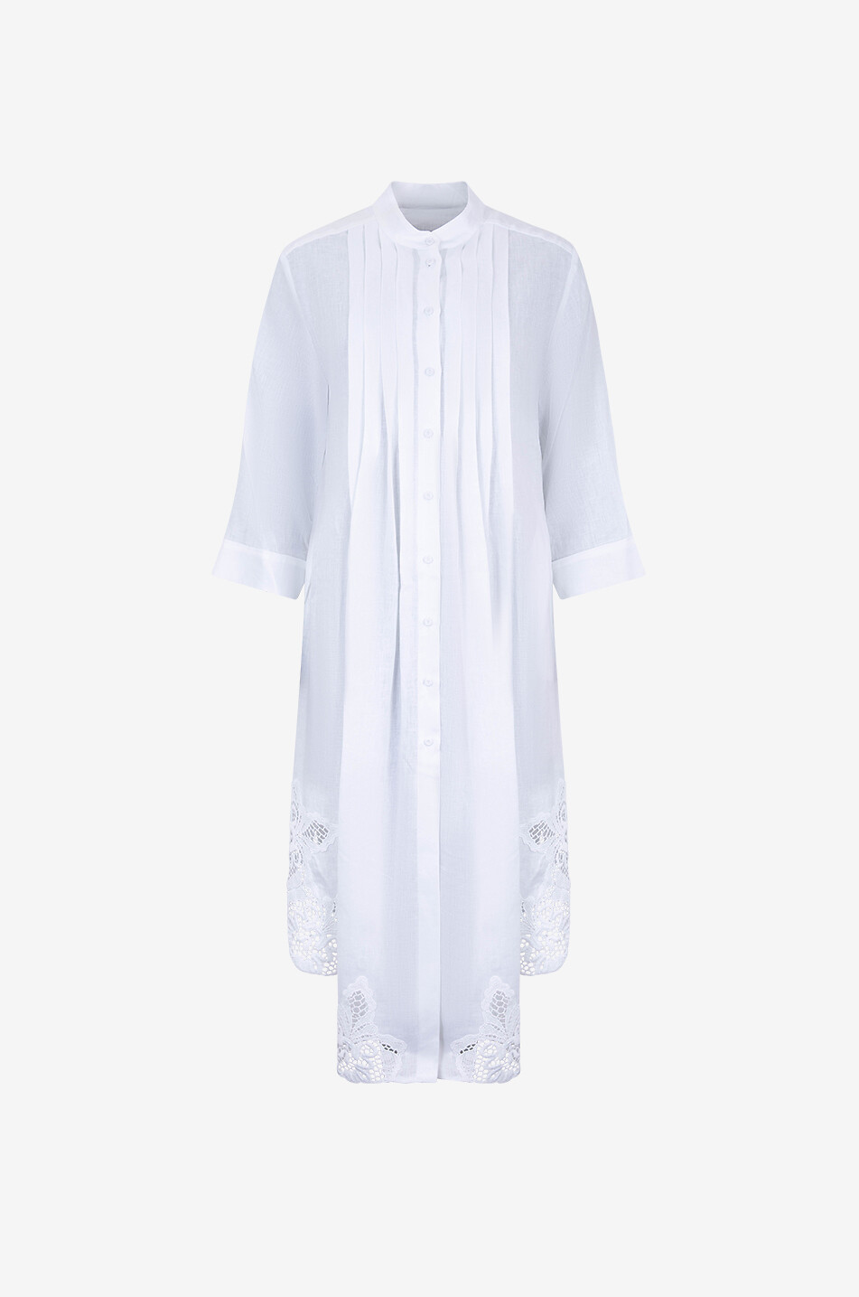 BEATRICE .B Robe chemise asymétrique ornée de dentelle et nervures Femme BLANC 1