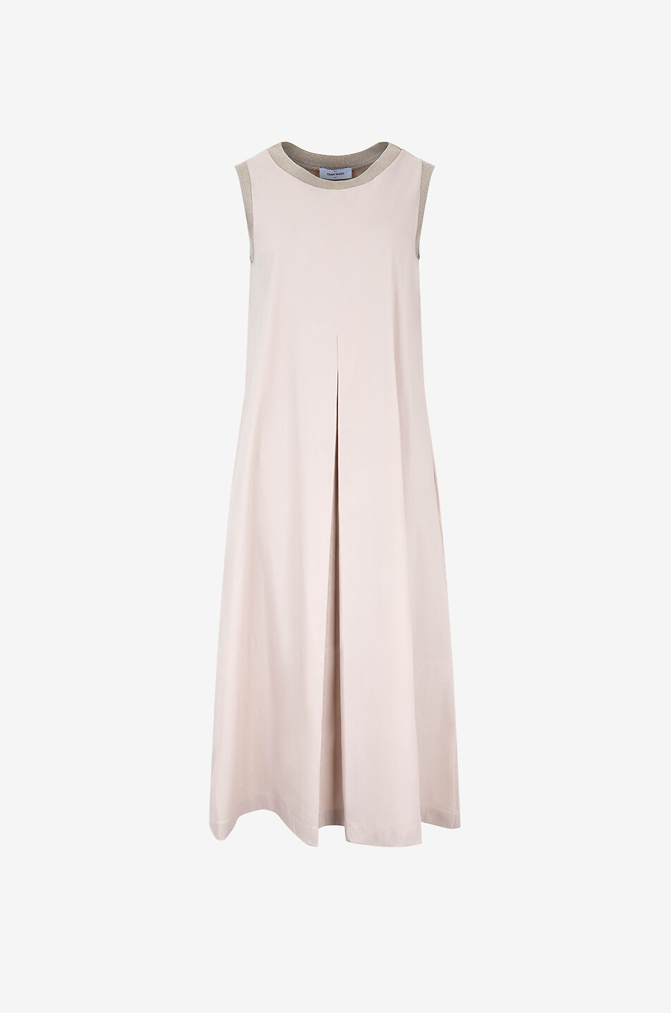 Sleeveless midi dress with rib knit trims