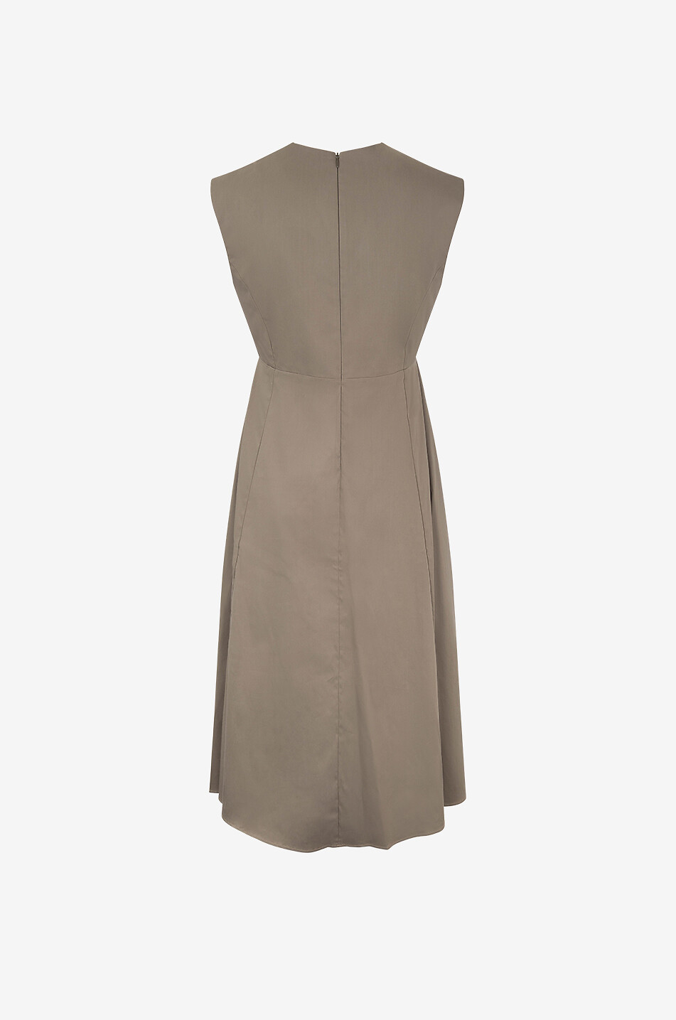 GRAN SASSO Midi poplin sleeveless dress with V-neck Women KHAKI 2