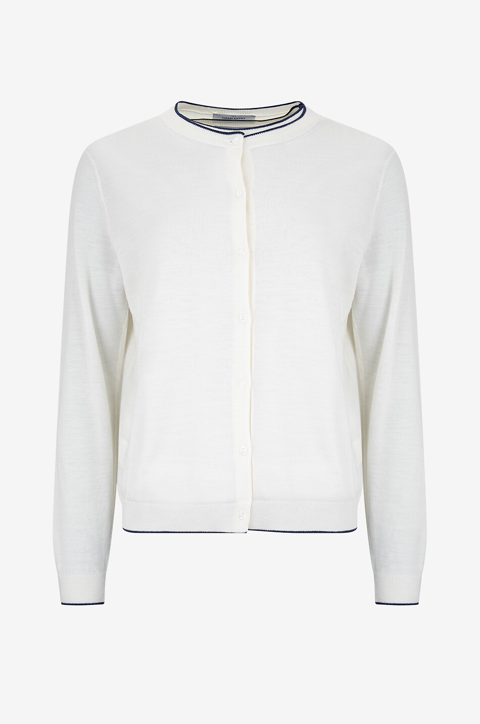 Cardigan boutonné à col rond en laine vierge