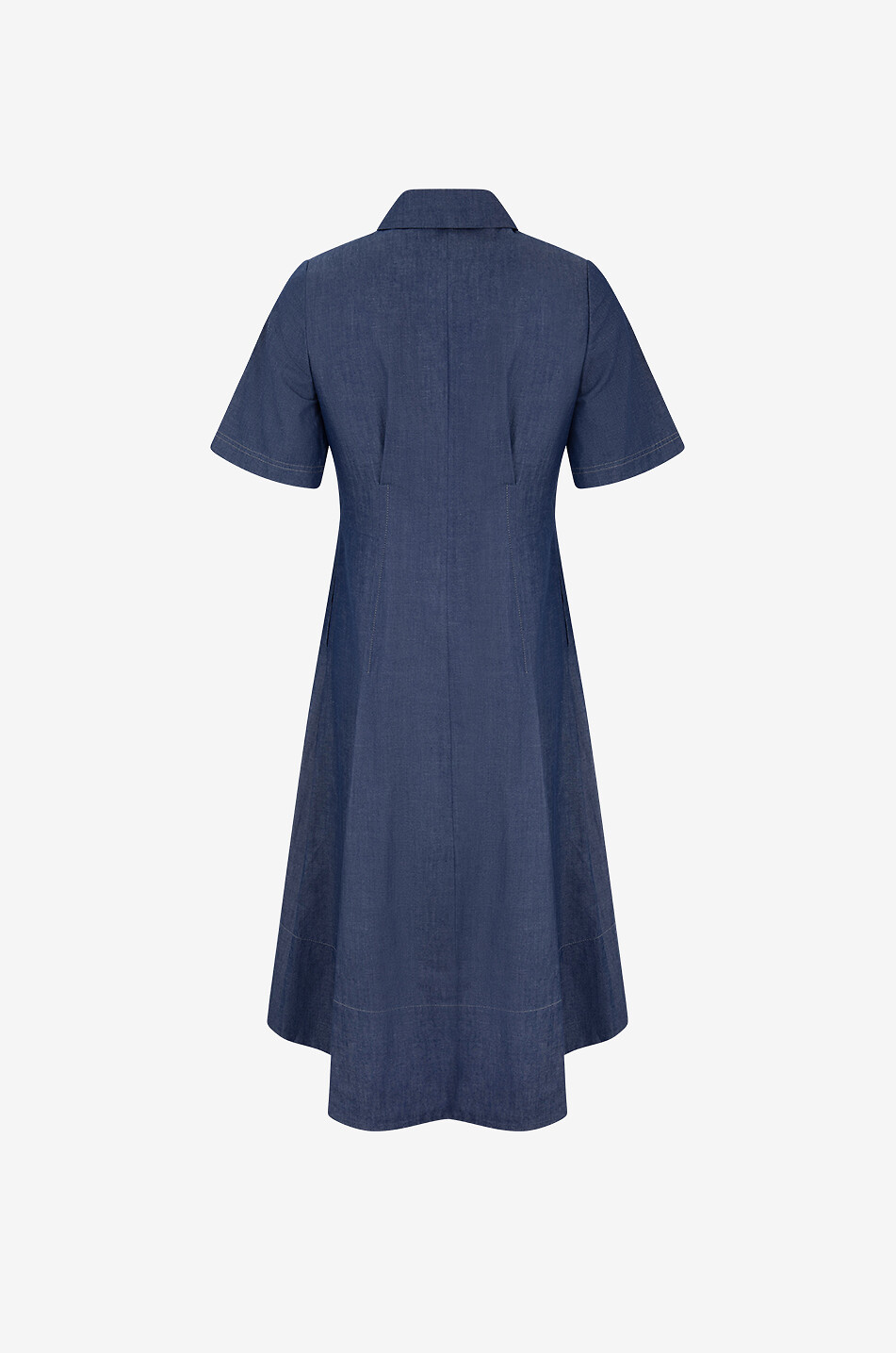 VINCE Robe chemise midi en popeline de coton Femme BLEU FONCE 2