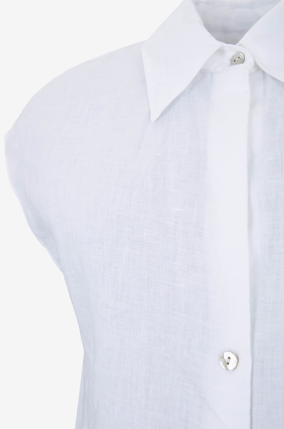 Kurzärmelige Bluse aus Leinen Cap Sleeve