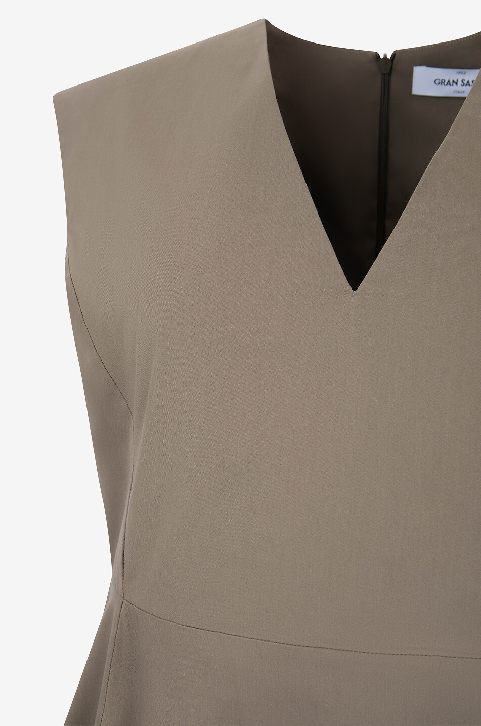 GRAN SASSO Midi poplin sleeveless dress with V-neck Women KHAKI 3