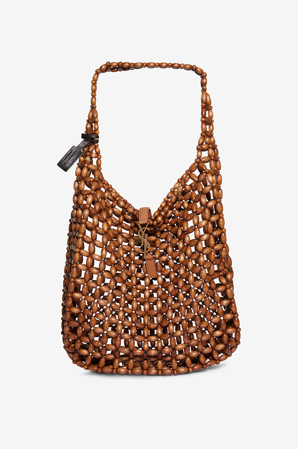 SAINT LAURENT PARIS Le 5 à 7 Large wood bead hobo bag Women LIGHT BROWN 1
