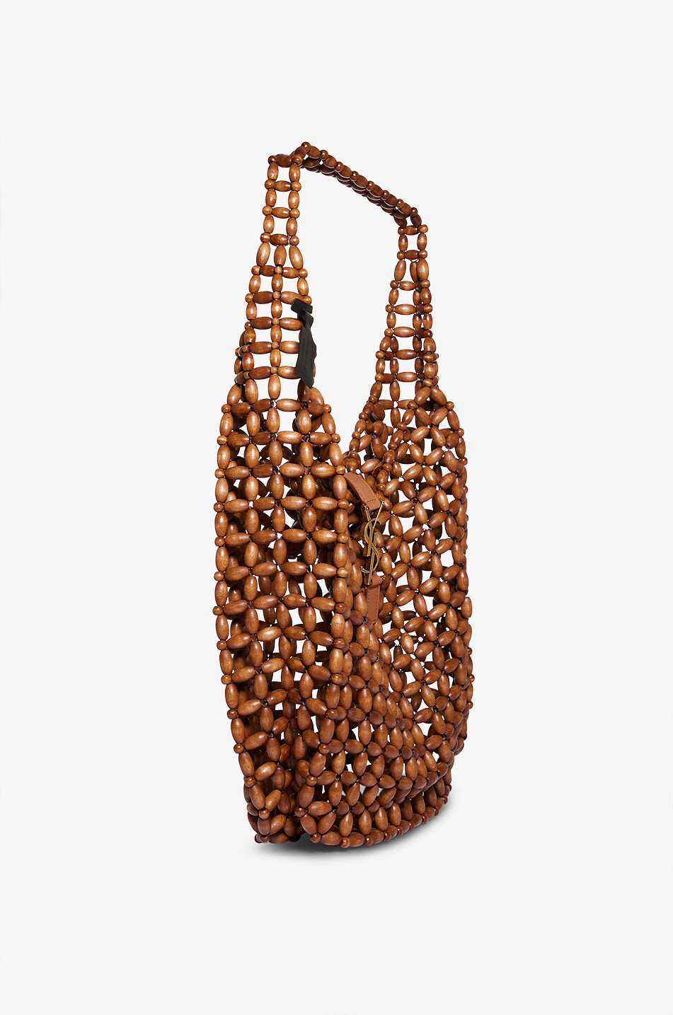 SAINT LAURENT PARIS Le 5 à 7 Large wood bead hobo bag Women LIGHT BROWN 2