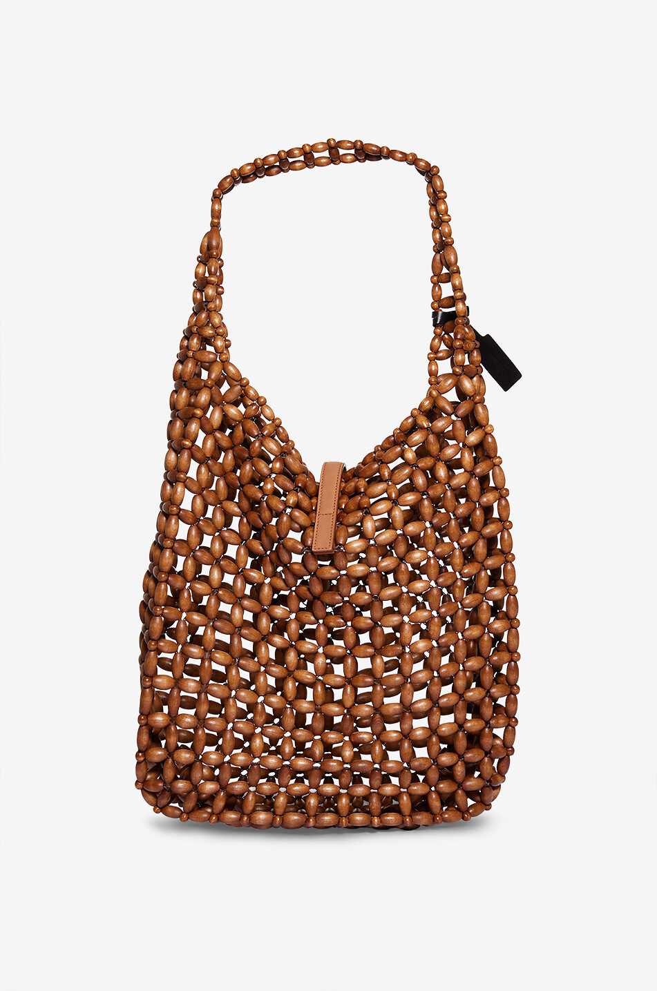 SAINT LAURENT PARIS Le 5 à 7 Large wood bead hobo bag Women LIGHT BROWN 3