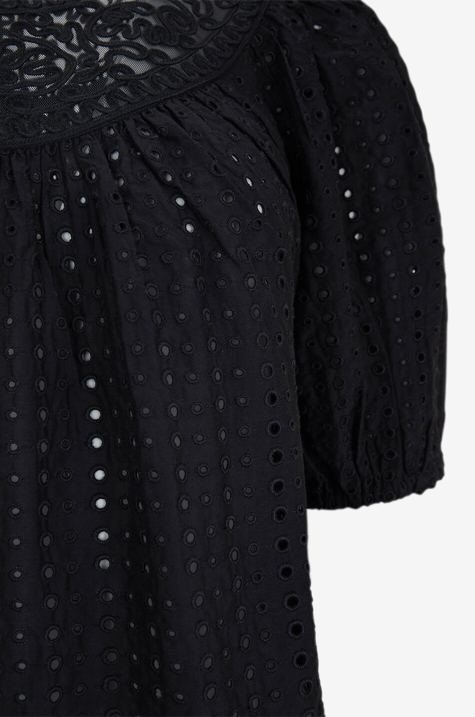 ULLA JOHNSON Top ajouré en coton et soie Amina Femme NOIR 3