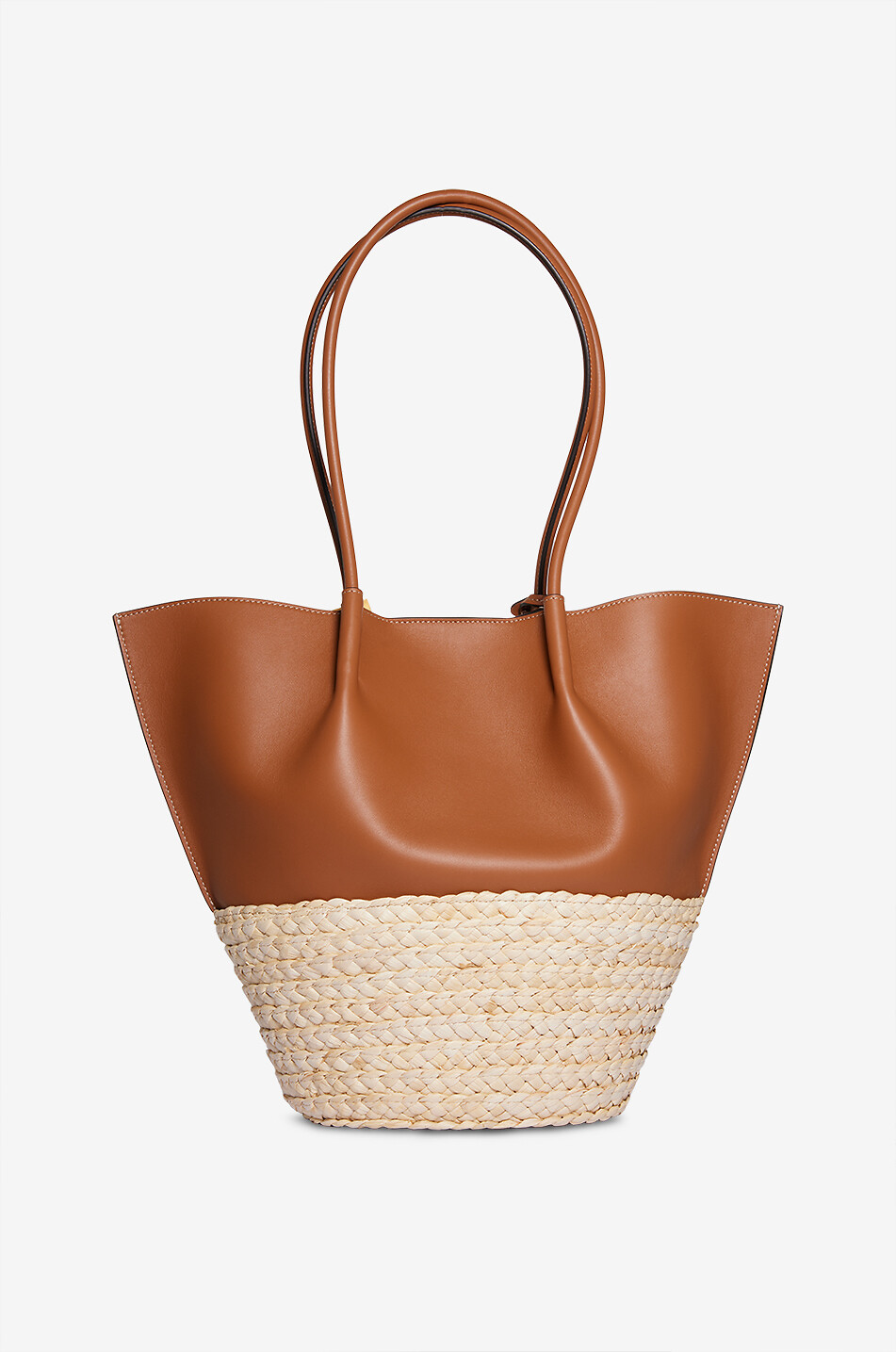 TOD'S Shopper aus Glattleder und Bast Shopping Medium Damen MITTELBRAUN 3