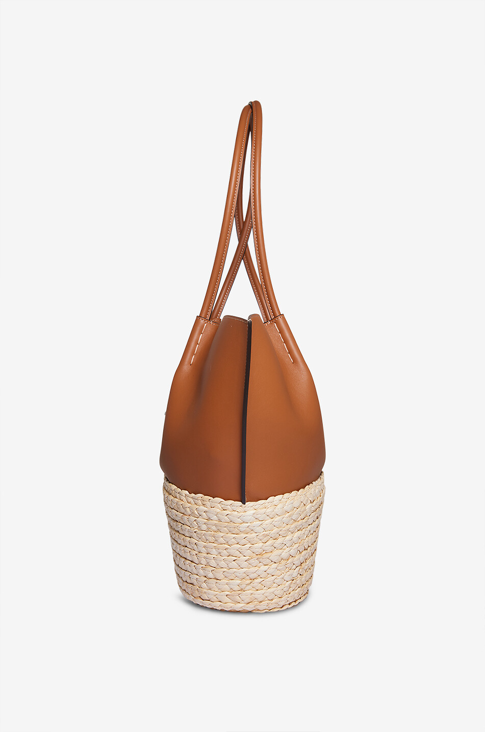 TOD'S Shopper aus Glattleder und Bast Shopping Medium Damen MITTELBRAUN 4