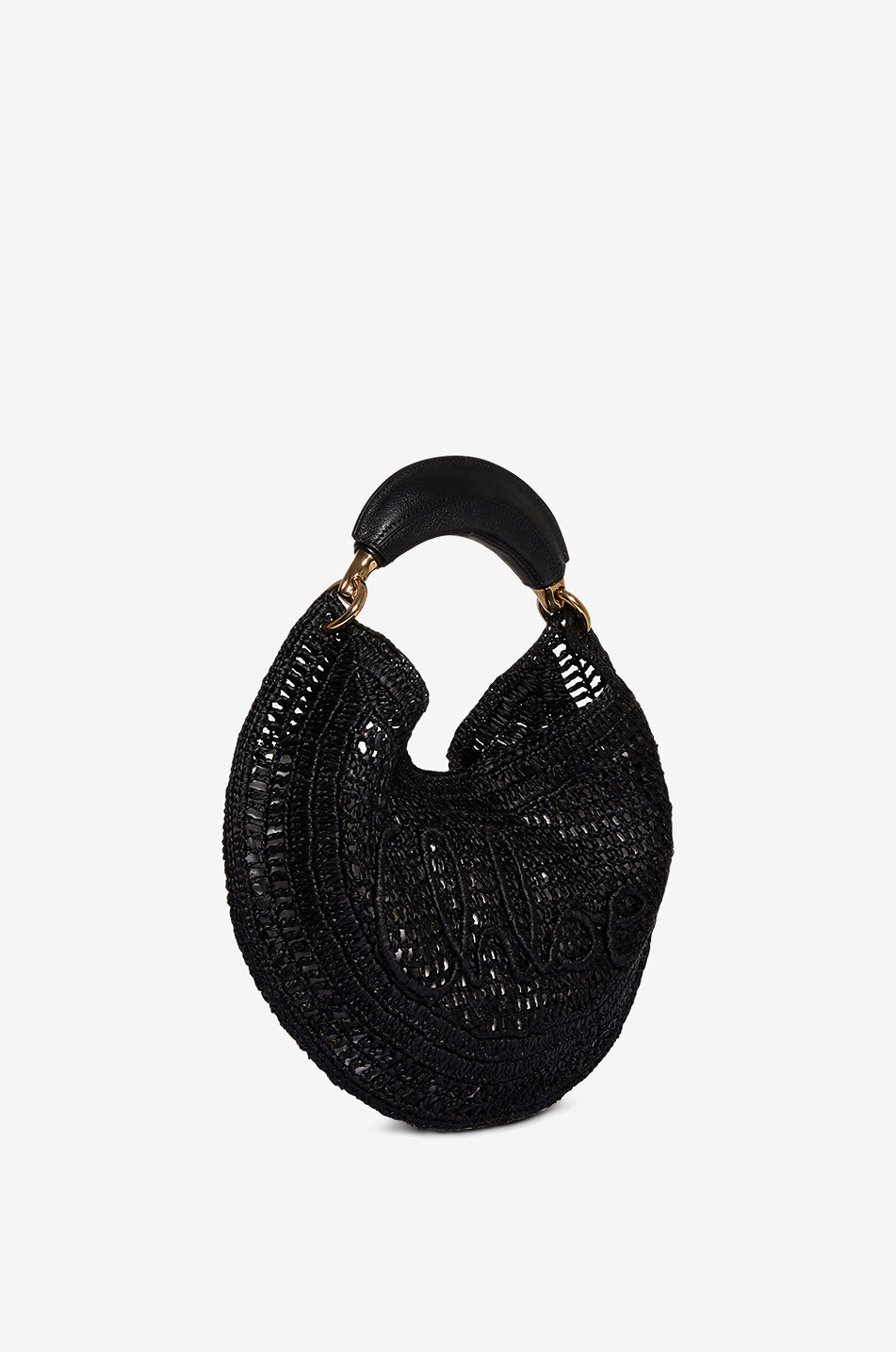 CHLOE Sac hobo ajouré en raphia et cuir Summer Banana Femme NOIR 2