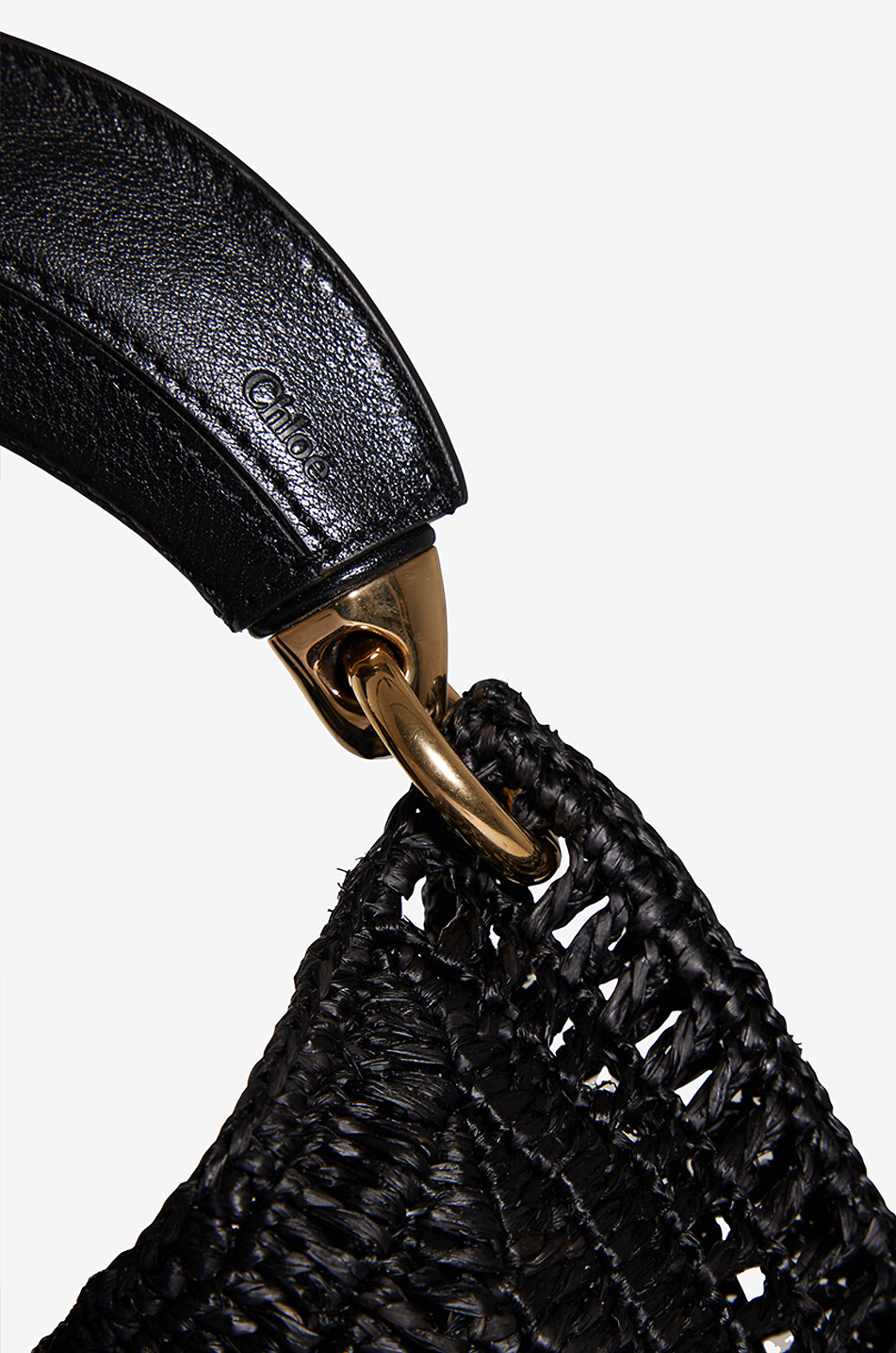 CHLOE Sac hobo ajouré en raphia et cuir Summer Banana Femme NOIR 5