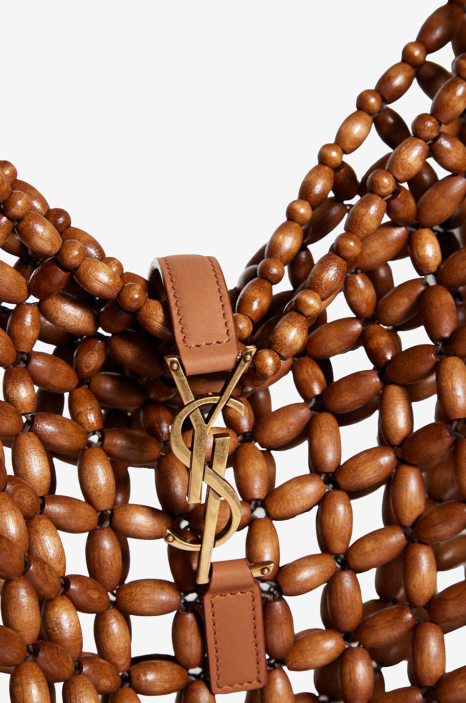 SAINT LAURENT PARIS Le 5 à 7 Large wood bead hobo bag Women LIGHT BROWN 6