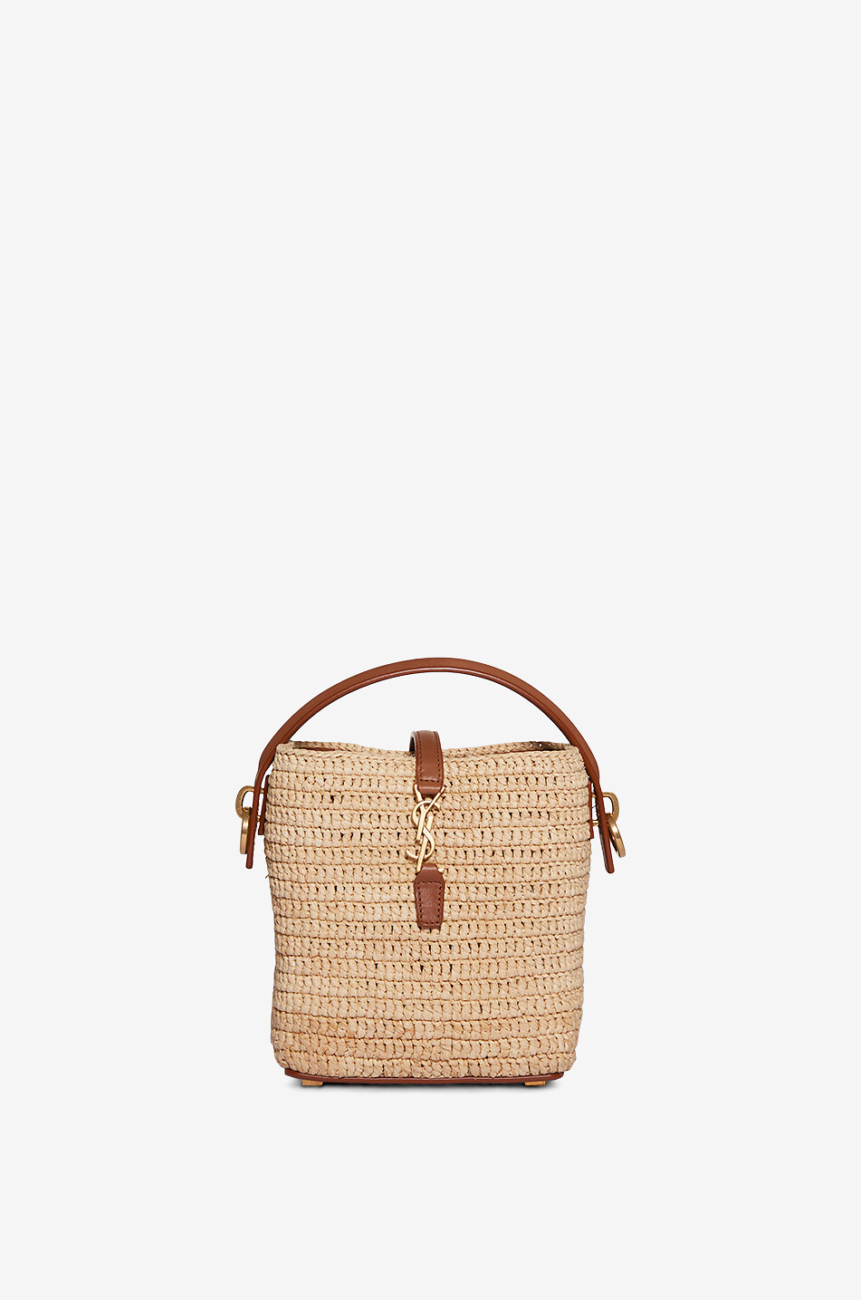Le 37 Mini raffia and leather bucket bag