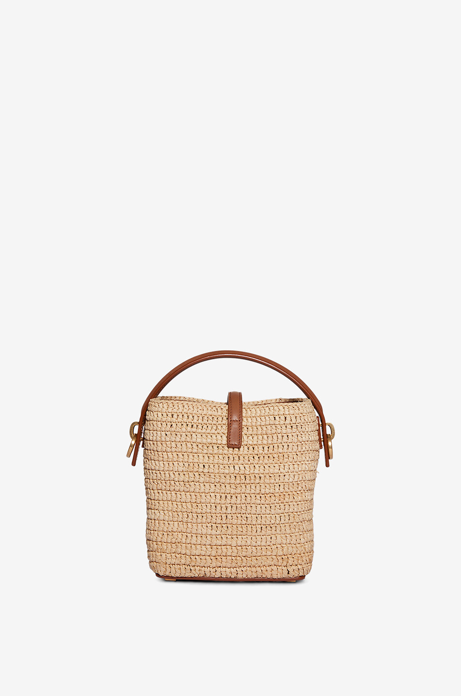 SAINT LAURENT PARIS Sac seau en raphia et cuir Le 37 Mini Femme Beige clair 3