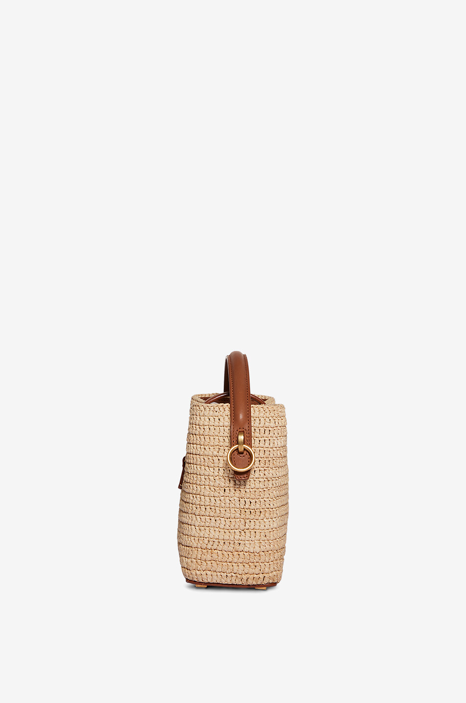 SAINT LAURENT PARIS Sac seau en raphia et cuir Le 37 Mini Femme Beige clair 4