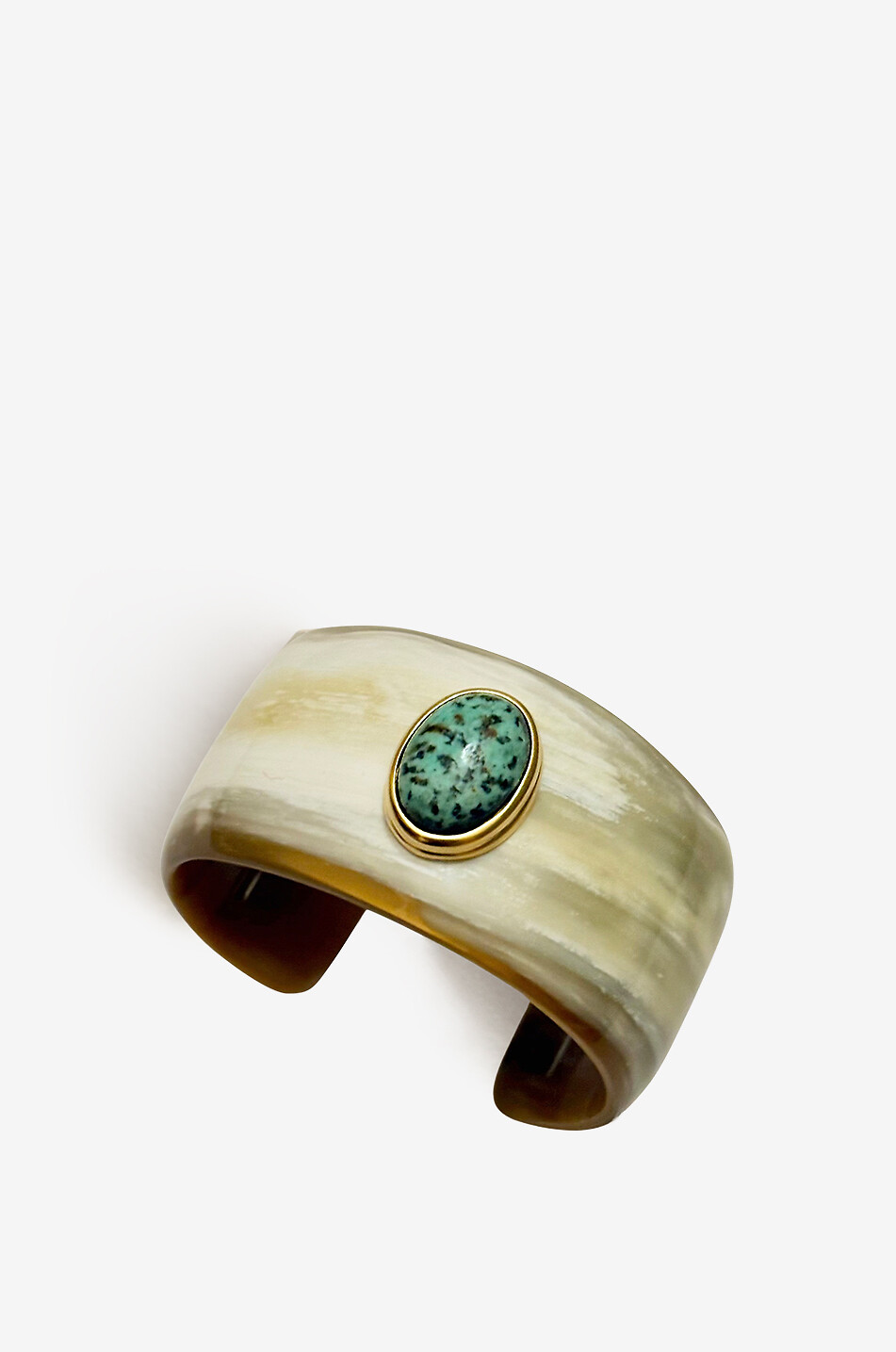 Gaia I - Mini - Blonde horn cuff with stone