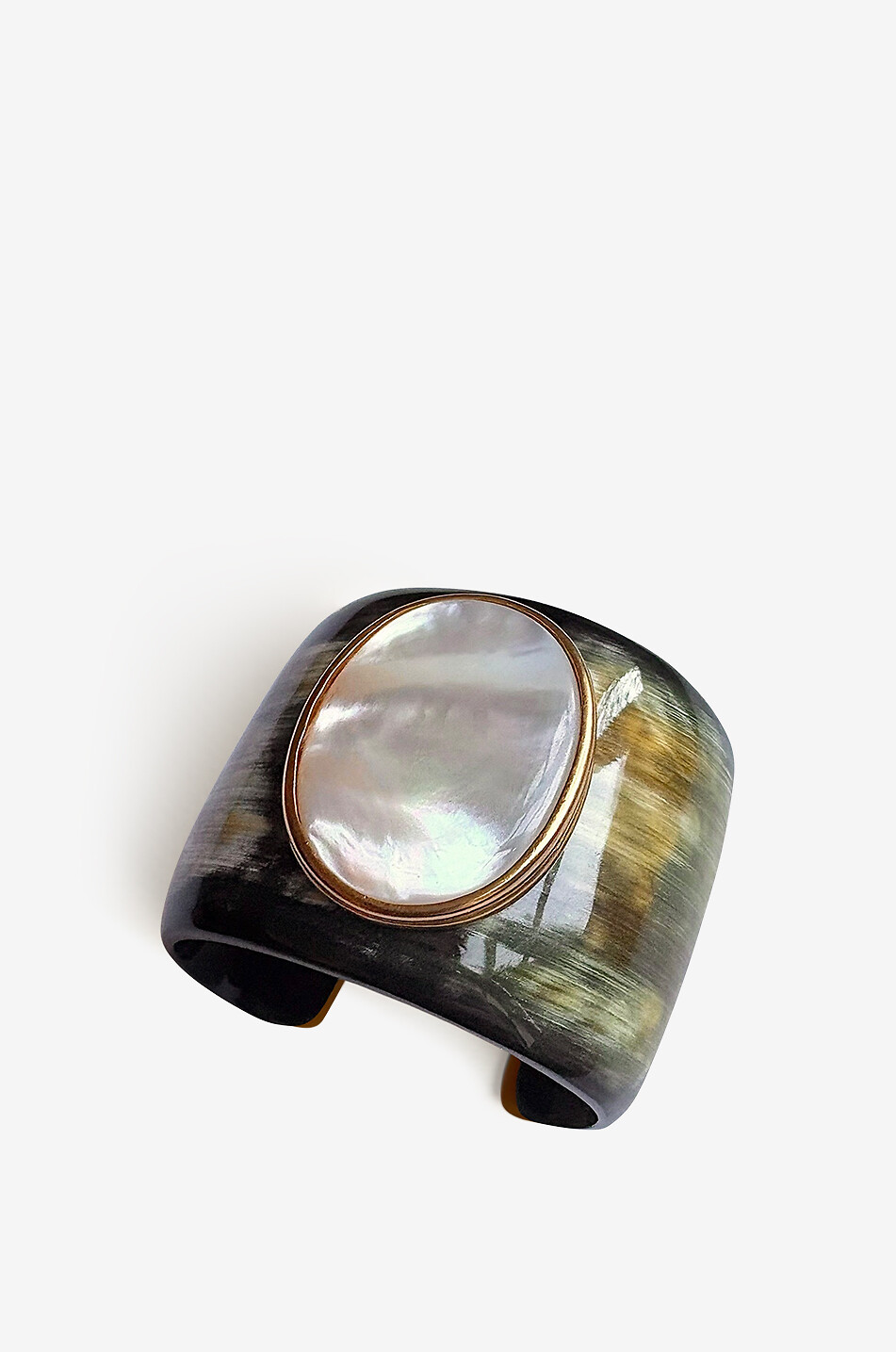 HELENE PRIME Manschette aus Horn und Stein Gaia I - Noire Damen CREMEFARBEN 1