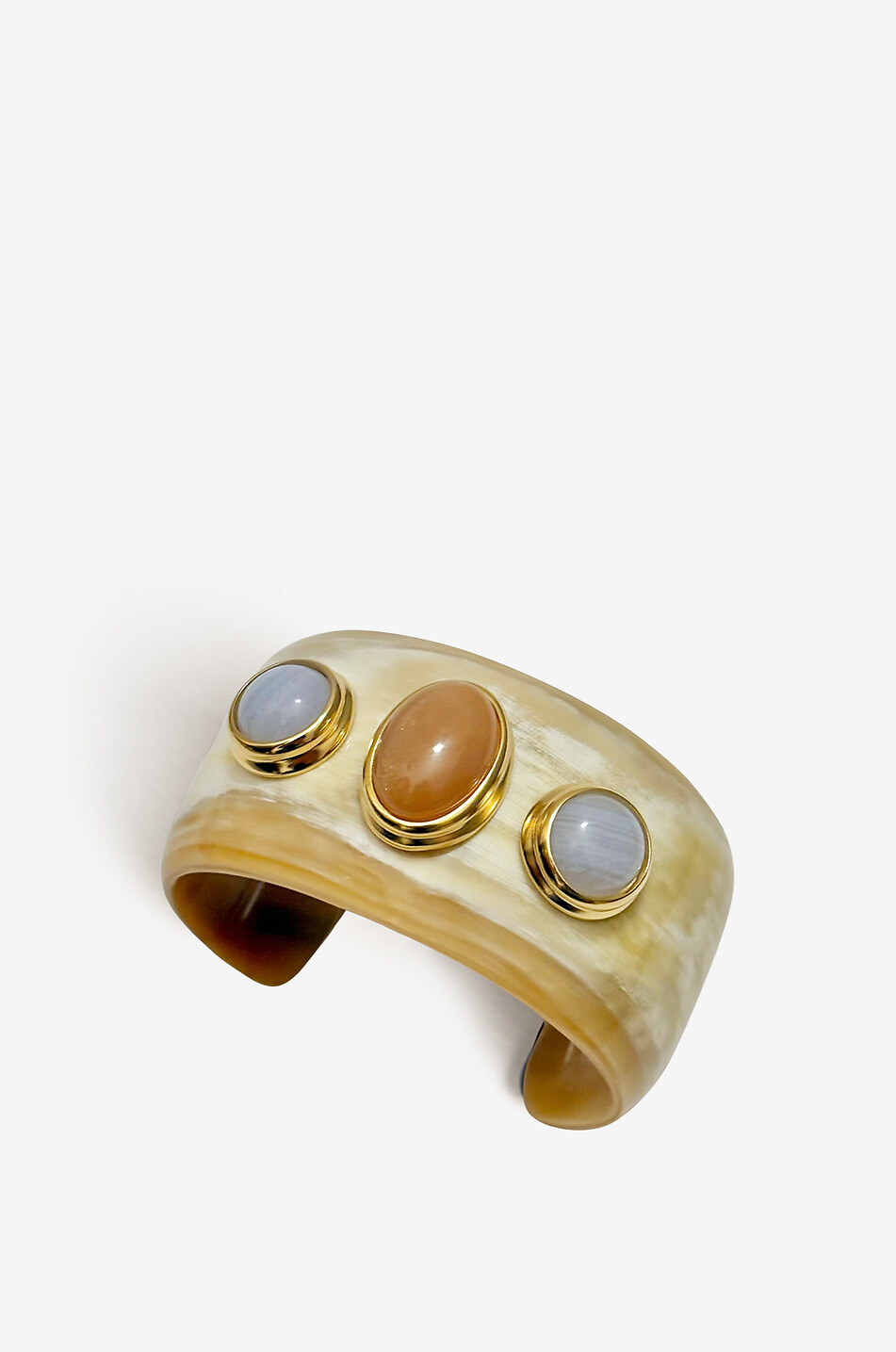 Manschette aus Horn und Steinen Gaia III Blonde - Mini
