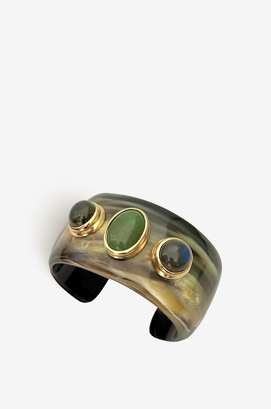 Manschette aus Horn und Steinen Gaia III Noire - Mini