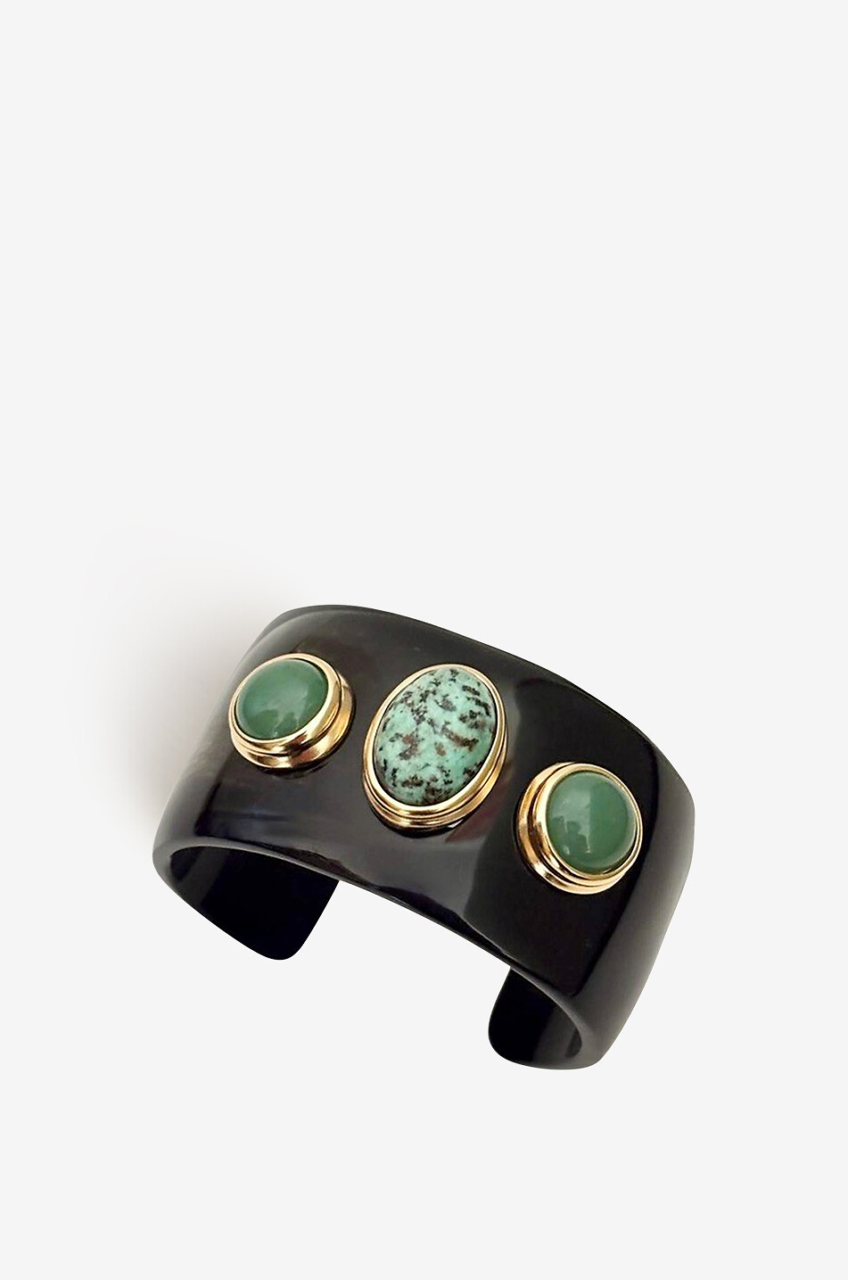 Manschette aus Horn und Steinen Gaia III Noire - Mini