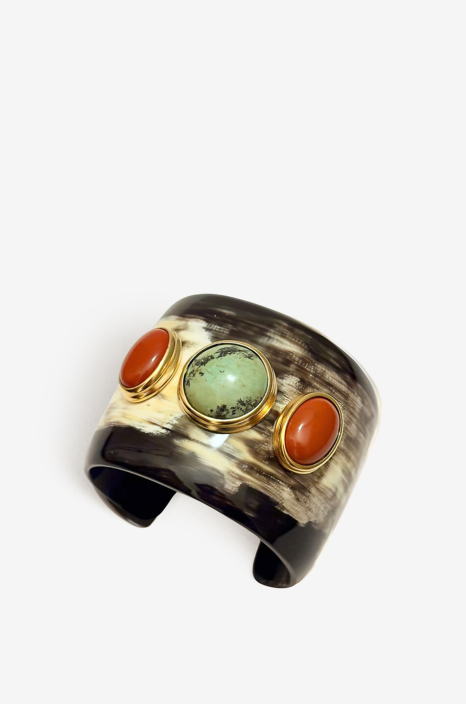 HELENE PRIME Manchette en corne et pierres Gaia III Noire Femme MULTICOLORE 1