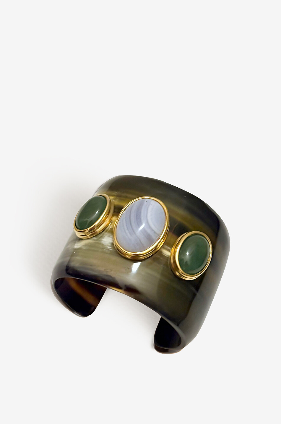 HELENE PRIME Manchette en corne et pierres Gaia III Noire Femme MULTICOLORE 1