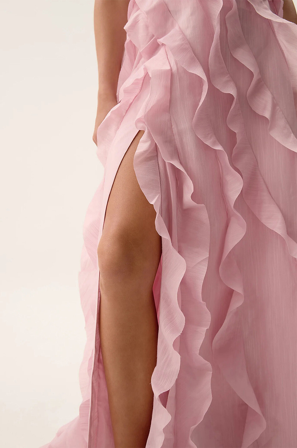 AJE Allairie ruffled long dress with side slit Women LIGHT PINK 5