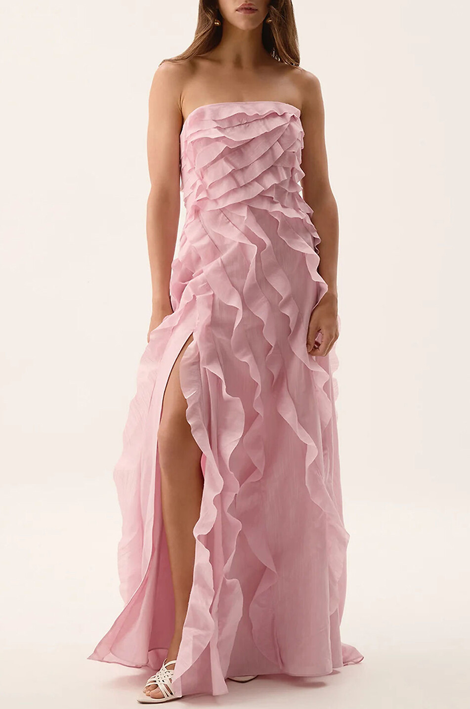 AJE Allairie ruffled long dress with side slit Women LIGHT PINK 3